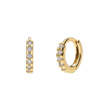 Lucardi Kinder Zilveren goldplated oorringen zirkonia - Oorbellen - 925 Zilver - Goudkleurig
