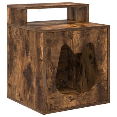vidaXL Kattenhuis Gerookt eiken 42,5 x 40 x 53,5 cm Bewerkt hout