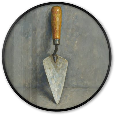 Poster in lijst Rond - Fotolijst 60x60 cm - Posters - Troffel - Verf - Gereedschap - Ronde posterlijst zwart - Decoratie - Wanddecoratie woonkamer - Muurdecoratie slaapkamer