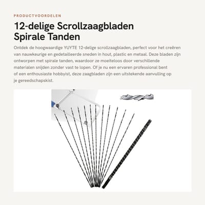 Dailygoods- Scrollzaagbladen 12 Stuks - Spiral Tanden - Hout/Plastic - Handwerk/Hobby - Professioneel - Eenvoudig Snijden - Zaagbladen