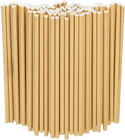 Dailygoods- Kraftpapier Rietjes Duurzaam - 250 Stuks - 19,7 x 0,6 cm - Milieuvriendelijk - Voor Dranken/Cocktails - Eenmalig Gebruik - Papieren Rietjes