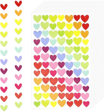 Dailygoods- Hartstickers 1512 stuks - Zelfklevende Stickers - Beloningsstickers - Scrapbooking - Decoratie - Veiligheidswaarschuwing