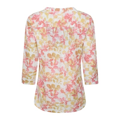 Mountain Warehouse Dames Petra Blouse met Bladerenprint en Driekwart Mouwen (Koraal)