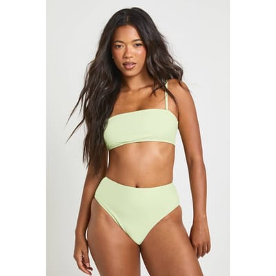 boohoo Dames Essentials Bandeau Bikinitop Met Afneembare Bandjes | Pistache | Maat: 34