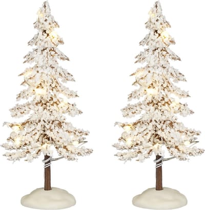 Luville - Snowy Tree White Lighted Medium - Set of 2