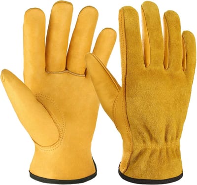 Werkhandschoenen - Tuinhandschoenen -Leren werkhandschoenen - Koe lederen handschoenen - Stoere koeienhuid tuinhandschoenen - Geschikt voor houtzagen, bouw, autorijden, tuinieren - Unisex - Comfort - Maat L