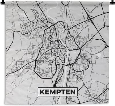 Wandkleed - Wanddoek - Stadskaart - Plattegrond - Kempten - Kaart - Duitsland - 150x150 cm - Wandtapijt