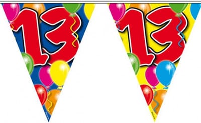 Folat Vlaggenlijn 13 jaar - 10 meter - plastic - leeftijd versiering - 13e verjaardag - feestartikelen