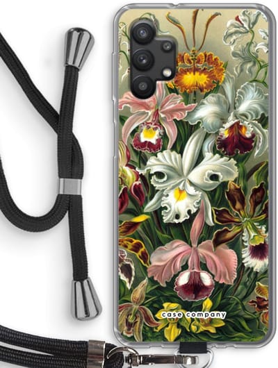 Case Company® - Hoesje met koord geschikt voor Samsung Galaxy A32 5G hoesje met Koord - Haeckel Orchidae - Telefoonhoesje met Zwart Koord - Bescherming aan alle Kanten en Over de Schermrand