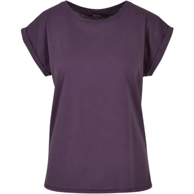 Build Your Brand - Extended Shoulder Dames T-shirt - Purple Night maat M