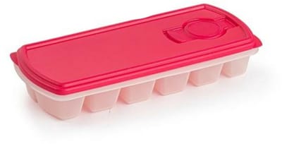 Plasticforte IJsblokjesvorm - met deksel - 12 ijsklontjes - kunststof - rood