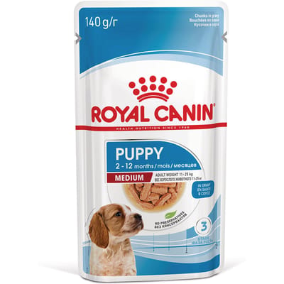 Royal Canin Medium Puppy in Saus- Hondenvoer - 10x140g - Brokjes in saus