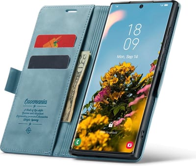CaseMania Bookcase hoesje geschikt voor Samsung Galaxy S25 Ultra - Effen Aqua - Kunstleer
