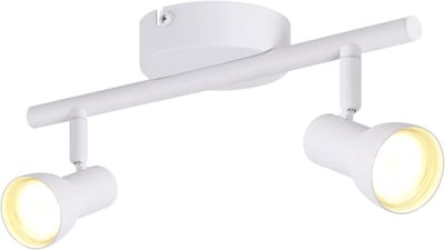 Glitzerlife - Plafondspot Plafondlamp - draaibare Opbouwspot - 2xGU10 fitting - 350° verstelbaar - metalen plafondspots - moderne plafondverlichting - Ø25.5cm - wit