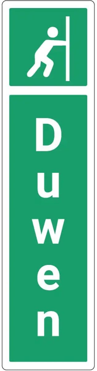 Duwen verticaal deurbordje met zelfklevende strip | Forex Re materiaal | 20 x 5 cm