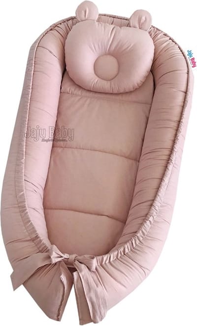 SNS Baby - Babynestje en Hoofdkussen- Poeder - 74 x 40 cm