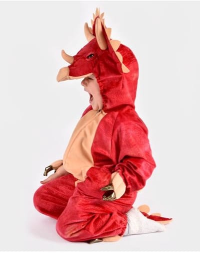 Den Goda Fen Verkleedkledij Dinosaurus Kostuum Triceratops - 110-116cm - 4-6 jaar - Rood