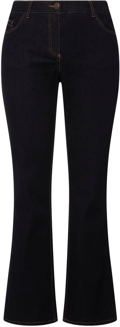 Ulla Popken - Dames - Jeans Marie bootcut comfortabele tailleband 5-pocketmodel - Donkerblauw denim - Maat 46