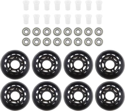 Solidchoice - Dailygoody - Inline skate-wielen - 8-pack - Ideaal voor indoor en outdoor skaten - 64mm - Stevige PU wielen - Geschikt voor rolschaatsen - Zwart