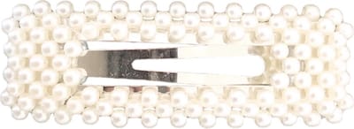 Lajetti - Haarspeld met Parels Zilver - Haarclip Schuifspeldje Rechthoekig - Haaraccessoire voor Dames en Meisjes