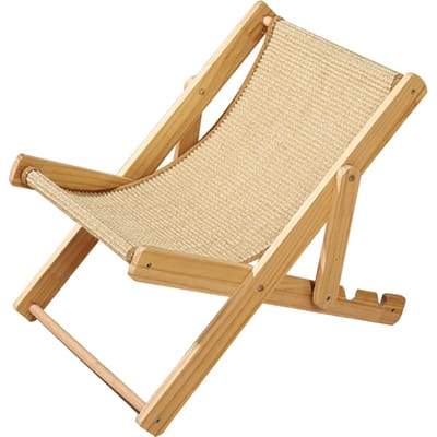 Kattenhangmat met 4 verstelbare standen, ademend, verhoogd houten huisdierbed voor binnen, geschikt voor kittens en sisal beige