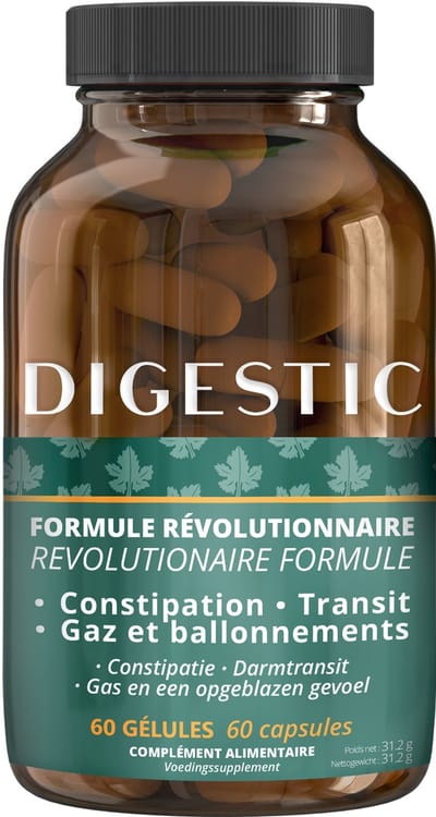Digestic- Laxeermiddel voor verlichting van constipatie - Ontlasting Verzachter - 100% Natuurlijke Ingrediënten - 60 Capsules - Dikke Darm Detox Reiniging, Verlichting van Winderigheid en Gas, Zacht
