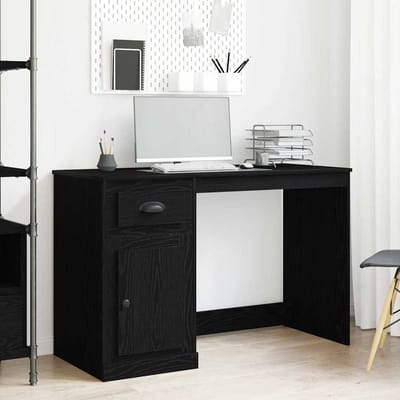 vidaXL - Bureau - Zwart - Eiken - 50 - x - 115 - x - 75 - cm - Bewerkt - hout