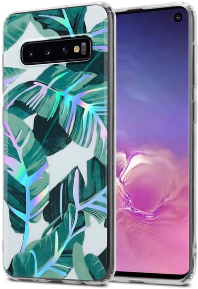 Cadorabo Hoesje geschikt voor Samsung Galaxy S10 4G in BANANEN BLADEREN - Beschermhoes gemaakt van TPU siliconen Case Cover met bloemenmotief