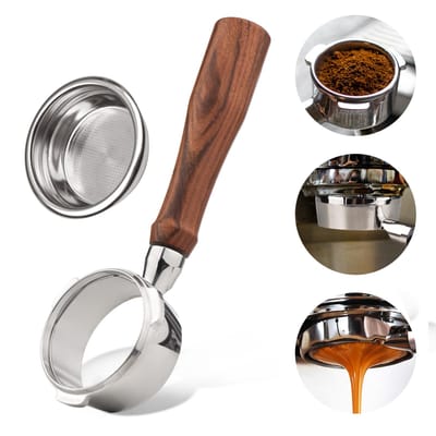 58 mm 3 oren roestvrijstalen bodemloze naakte portafilter houten koffiehandgreep cup filtermand Cuibourtia material
