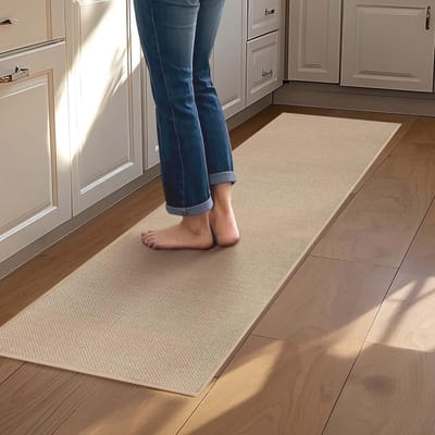 Famanu – Keukenmat - antislip en wasbaar - 43,5 x ca. - voor gebruik bij gootsteen - beige kleur - duurzaam en comfortabel - geschikt voor keuken - hal of werkruimte