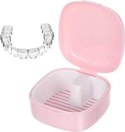 Retainer Opbergdoos - Bewaarbox Beugels - Hygiënisch Opbergen - Ingebouwde Afwatermand - 75 x 75 x 35 cm - Kersenroze
