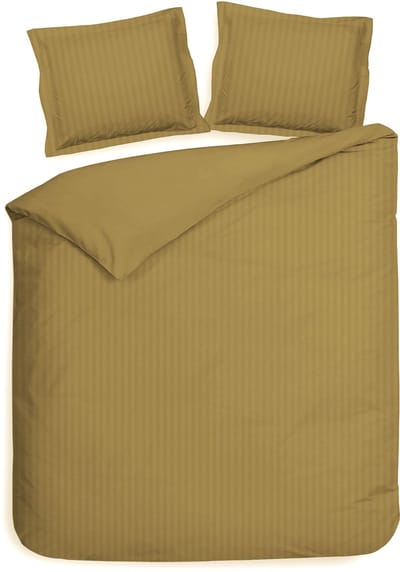 Heckettlane Dekbedovertrek Banda - Bedlinnen met Strepen - 260x200-220 cm - Goud - Dekbedovertrek van 100% Katoen-Satijn