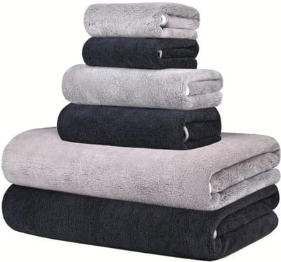 Livano Handdoeken Set - Hotelkwaliteit - Handdoek - Towel - Donker Grijs + Licht Grijs - 6 Stuks
