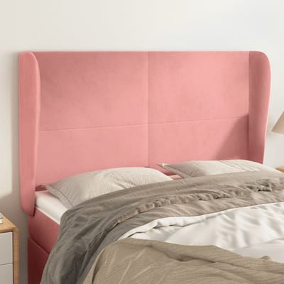 vidaXL - Hoofdbord - met - randen - 147x23x118/128 - cm - fluweel - roze