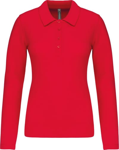 Kariban Piqué-damespolo lange mouwen K257 - Red - XS