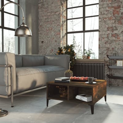 vidaXL - Salontafel - 60x60x30 - cm - bewerkt - hout - gerookt - eikenkleurig