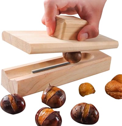 Kastanje Uitsteker - Notenkraker Hout - Vruchten Openen - Multifunctioneel Ontwerp - 18 cm - Houtkleurig