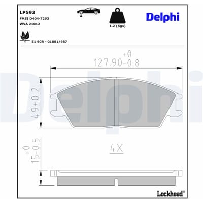 Remblokkenset, schijfrem DELPHI LP593