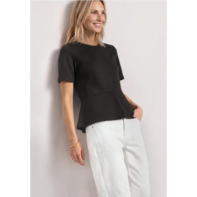 Shirt met ronde hals en volantdetail