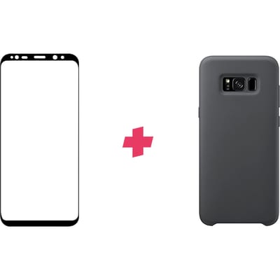 Bundel: Samsung Galaxy S8 screenprotector + Zwart Siliconen hoesje