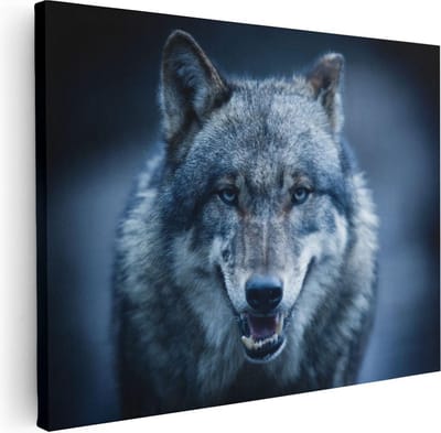 Artaza Canvas Schilderij Wolf - 80x60 cm - Wanddecoratie Dieren - Muurdecoratie Dierenkop - Schilderijen Op Canvas