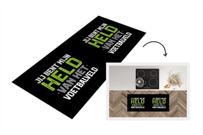 Keukenloper - Loper keuken - Jij bent mijn held van het voetbalveld - Spreuken - Quotes - Voetbal - 120x50 cm - Keukenloper vinyl