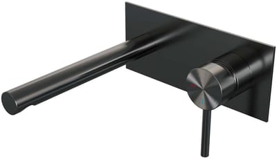 Brauer Gunmetal Edition Inbouw Wastafelmengkraan met Rechte Uitloop en Afdekplaat Model A1 Gunmetal Geborsteld PVD