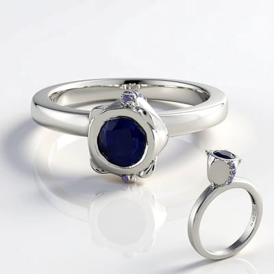 Cavill - 925 Sterling Zilver Geplateerde Ring - 0,698 ct Kyaniet & 0,066 ct Tanzaniet Rond - Elegante Blauwe Edelstenen Ringen