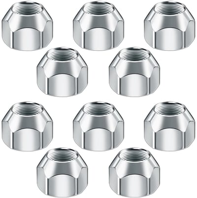 Dailygoods- Wielmoer Set van 10 - Aanhangwagen Wielmoeren - Koolstofstaal - 1/2-20 Inch - 60 Graden Kegelhoek - Vervangingsset - Moeren