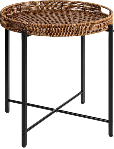 Goodivery ® Stijlvolle Ronde Bijzettafel met Multifunctioneel Dienblad en Verstelbare Poten