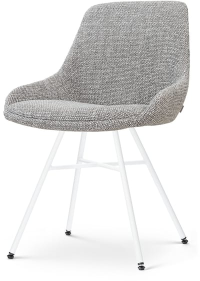 Nolon Noa-Isa Eetkamerstoel Grijs Blend - Wit Onderstel - Japandi - Stoffen - Comfortabel