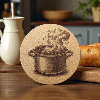 Baardmans Creaties - Pannen-onderzetter kurk rond 17 cm 'kookpan'