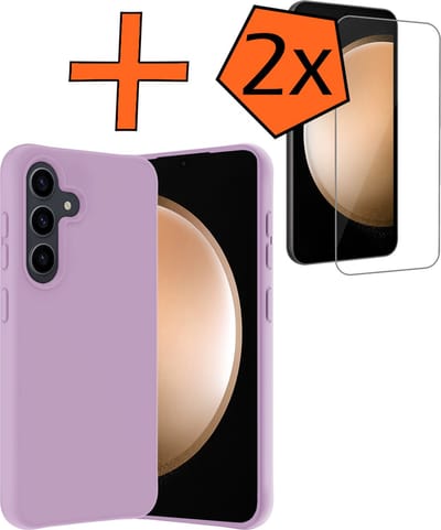 Hoes - Met 2x Screenprotector - Geschikt voor Samsung Galaxy S23 FE - Sterk & Shockproof - Back Cover - Siliconen Case - Telefoon Hoes - Lila