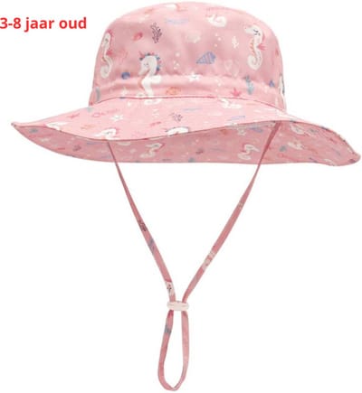 Nivard Zonnehoed - Reishoed - UV Beschermende Hoed - Bucket Hat - Festival - Pet - Hoedje Voor Kinderen - Hoofdbescherming - Roze Bloem - 3-8 Jaar